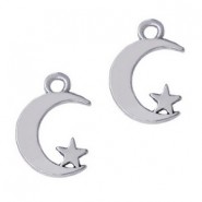 Colgante metálico luna y estrella 17x11mm - Plata vieja